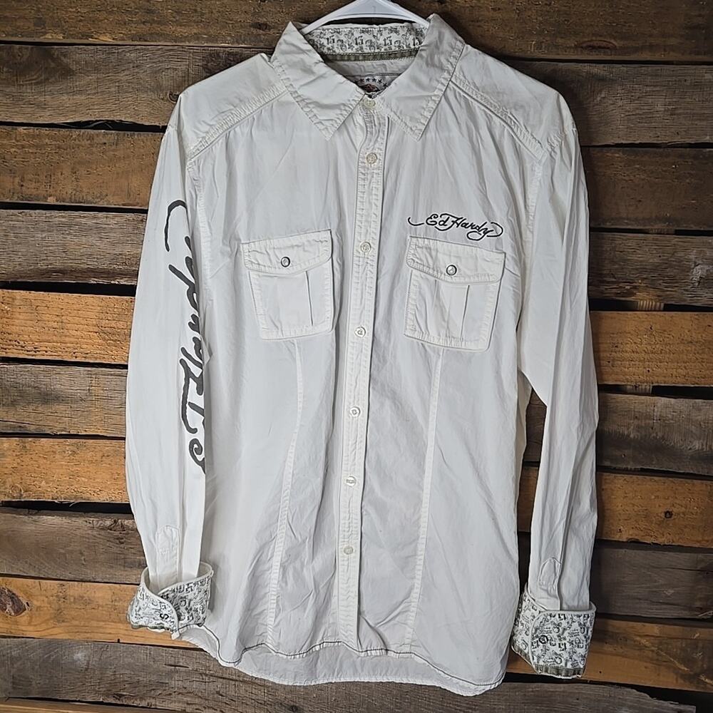 Ed Hardy by Christian Audigier Men's Large Skull Graphic Kiss Of Death Rare